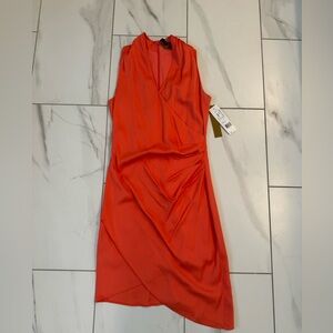 Nicole Miller coral faux wrap new dress - size 8 beautiful